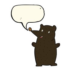 funny cartoon black bear with speech bubble N13