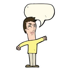 cartoon annoyed man with speech bubble N51