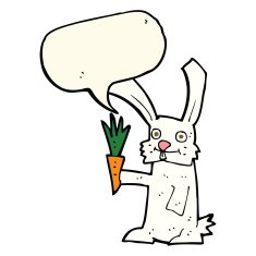 cartoon rabbit with carrot speech bubble N6