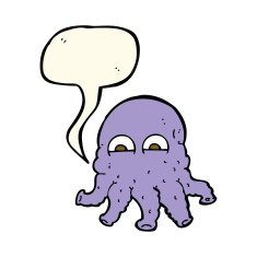cartoon alien squid face with speech bubble N23