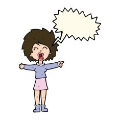 cartoon stressed out woman talking with speech bubble N7