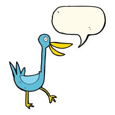 funny cartoon duck with speech bubble N8