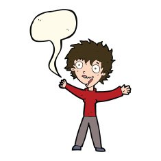 cartoon excited woman with speech bubble N93