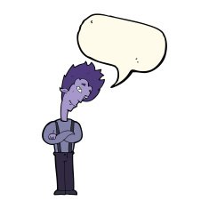 cartoon vampire with speech bubble N90