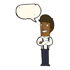 cartoon proud man with speech bubble N19