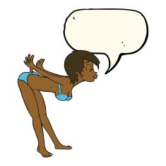 cartoon pin up girl in bikini with speech bubble N4