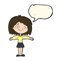 cartoon happy girl with speech bubble N55