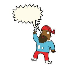 cartoon pirate with speech bubble N7