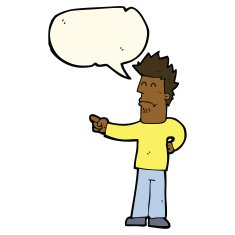 cartoon man pointing with speech bubble N132