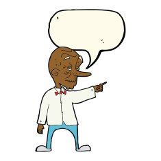 cartoon old man pointing with speech bubble N7