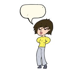 cartoon woman whistling with speech bubble N7