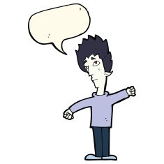 cartoon vampire man with speech bubble N72