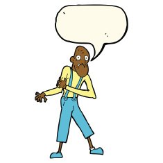 cartoon old man having heart attack with speech bubble N8