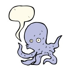 cartoon octopus with speech bubble N19