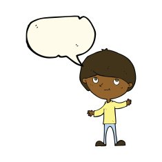 Cartoon happy boy with speech bubble N158