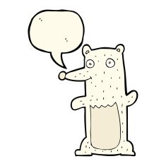 cartoon polar bear with speech bubble N45