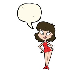 cartoon woman with hands on hips speech bubble N151