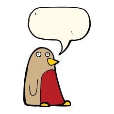 cartoon robin with speech bubble N13