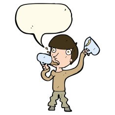 cartoon man drinking beer with speech bubble N7