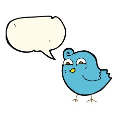 cartoon funny bird with speech bubble N8