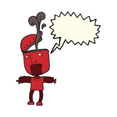 funny cartoon robot with open head speech bubble N8