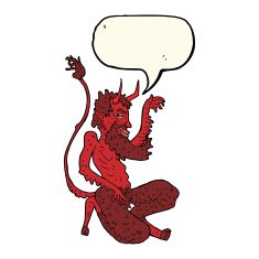 cartoon traditional devil with speech bubble N6