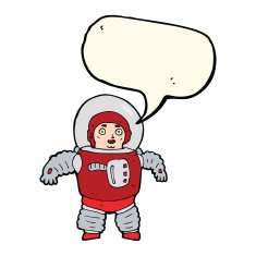 cartoon space man with speech bubble N13