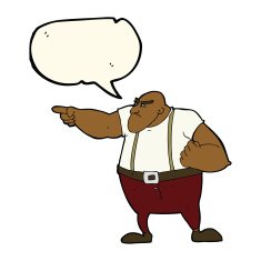 cartoon angry tough guy pointing with speech bubble N8