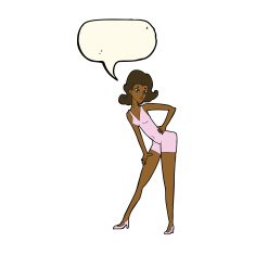 cartoon model woman posing with speech bubble N8