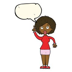 cartoon woman with idea speech bubble N168