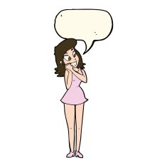 cartoon excited woman with speech bubble N94