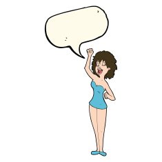 cartoon dancing woman with speech bubble N35