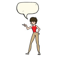 cartoon woman pointing with speech bubble N144
