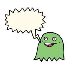 cartoon ghost with speech bubble N15