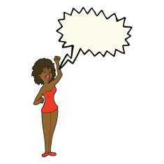 cartoon dancing woman with speech bubble N36