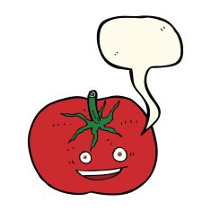 cartoon tomato with speech bubble N27