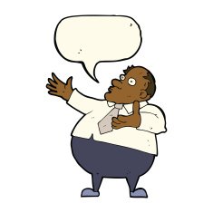 cartoon exasperated middle aged man with speech bubble N8