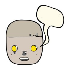 cartoon robot head with speech bubble N42