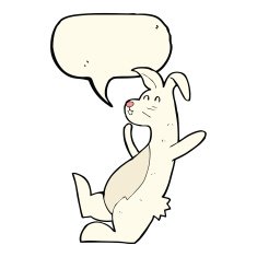 cartoon white rabbit with speech bubble N4