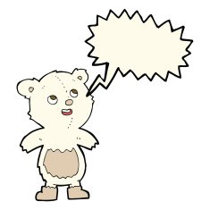 cartoon polar bear with speech bubble N46