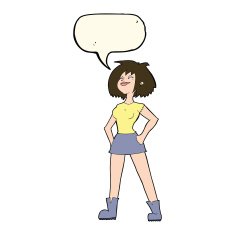 cartoon capable woman with speech bubble N7