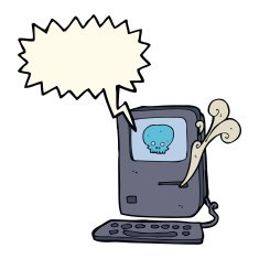 computer virus cartoon with speech bubble N4