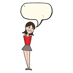 cartoon happy woman with speech bubble N177