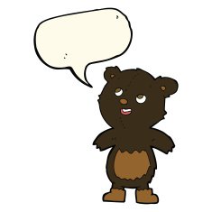 cartoon black bear with speech bubble N44