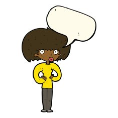 cartoon surprised woman with speech bubble N170