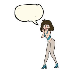 cartoon surprised woman with speech bubble N171