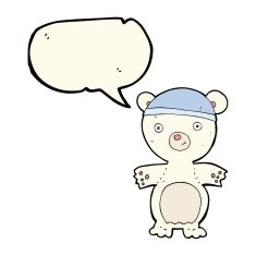 cartoon cute polar bear with speech bubble N49