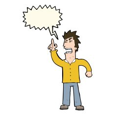 cartoon angry man making point with speech bubble N7