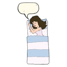 cartoon sleeping woman with speech bubble N7