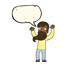 cartoon excited man with beard speech bubble N8